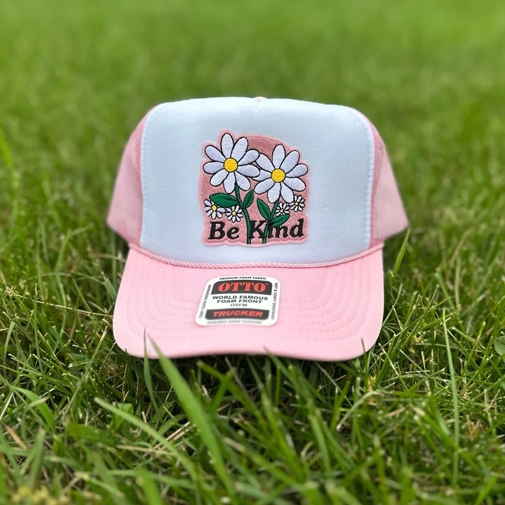 NEW “be Kind” SnapBack / trucker hat - pink and white - Picture 1 of 4